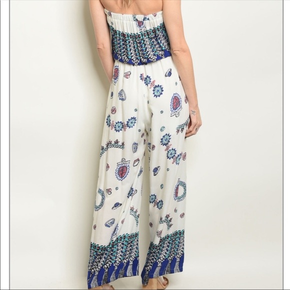 Ivory Royal Print Jumpsuit - Picture 2 of 2